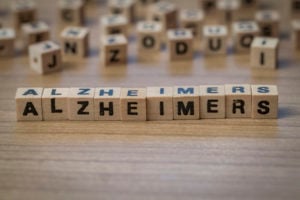 Alzheimers spelled out on wooden blocks