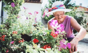 senior woman gardening