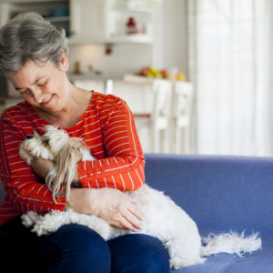 senior woman with dog