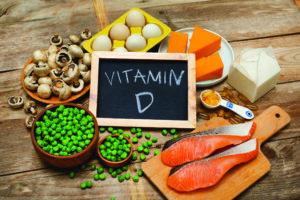 Foods rich in vitamin D on a table