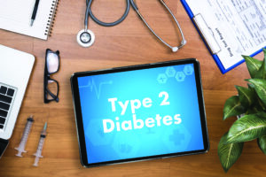 Medical concept with Type 2 diabetes written on tablet screen. 